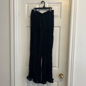 Elegant Black Pleated Chiffon Pants